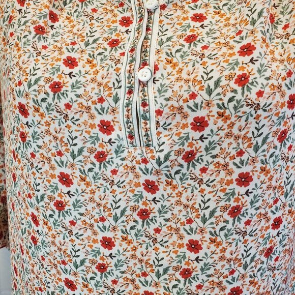 MAX STUDIO SZ XS Women's Floral 1/2 Sleeve pullover Blouse Top - Picture 4 of 7
